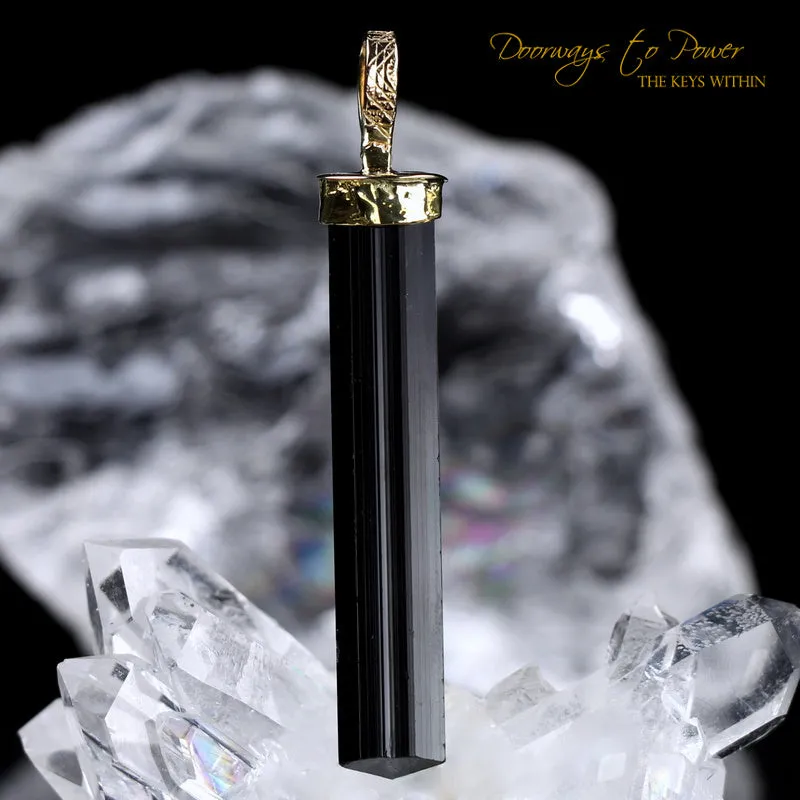 Black Tourmaline Light Language Pendant 22k 'Energetic Armor'