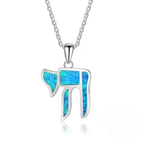 Blue Opal Animal Pendant Sterling Silver Necklace