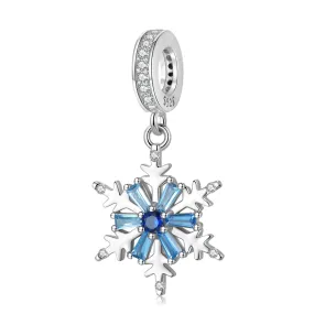 Blue Zircon Snowflake Silver Pendant