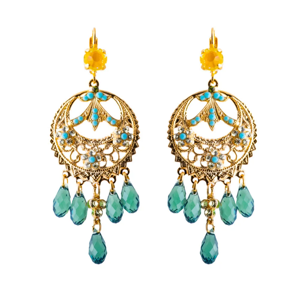 Boho Chandelier Leverback Earrings in "Pistachio" *Custom*