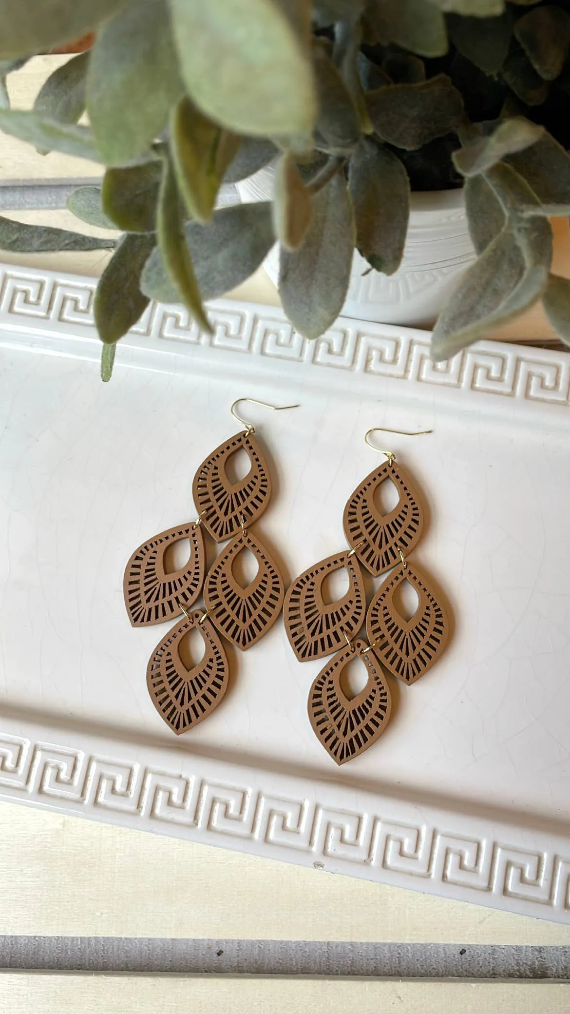 Boho Wood Chandelier Earrings