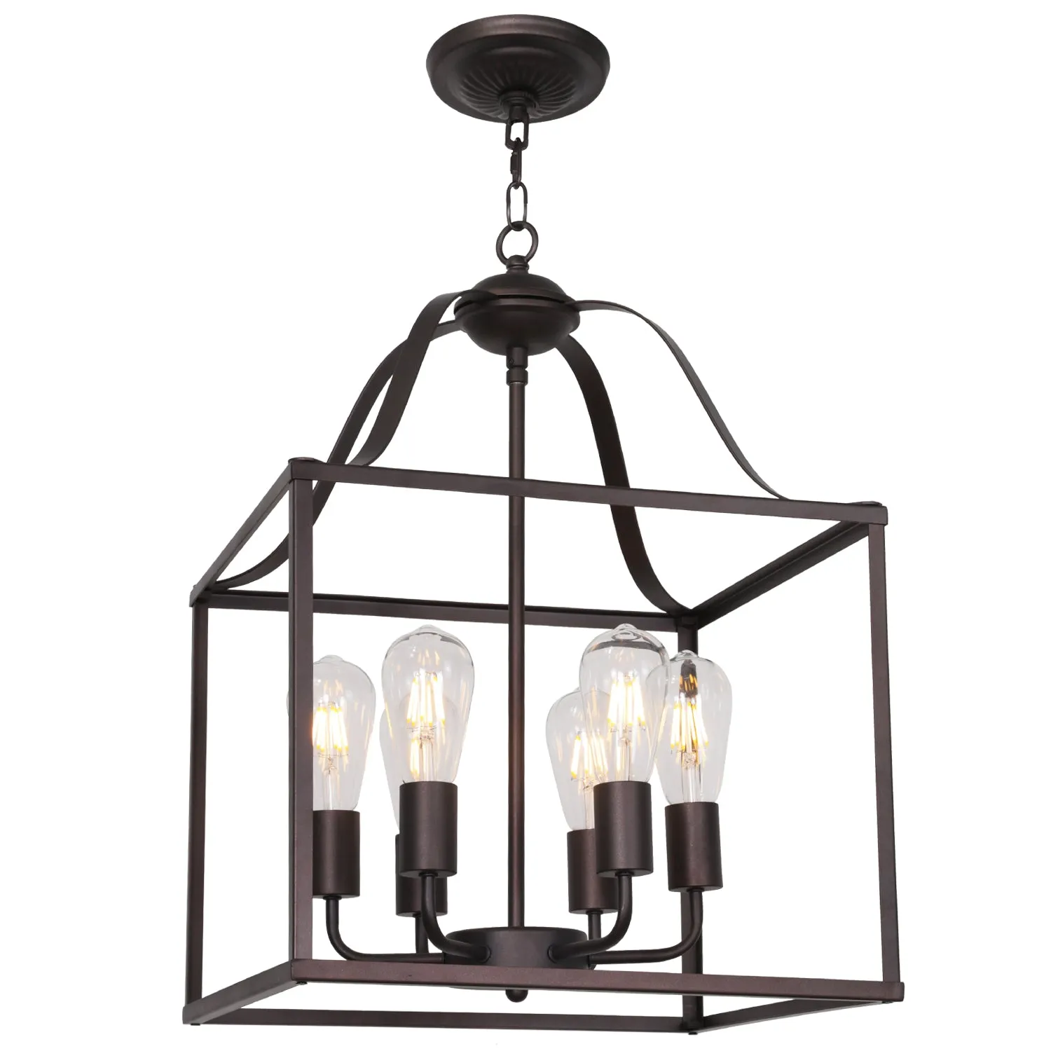 BONLICHT 16-inch Foyer Chandelier Bird Cage Oil Rubbed Bronze 6 Lights