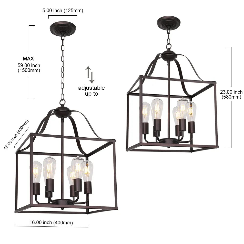 BONLICHT 16-inch Foyer Chandelier Bird Cage Oil Rubbed Bronze 6 Lights