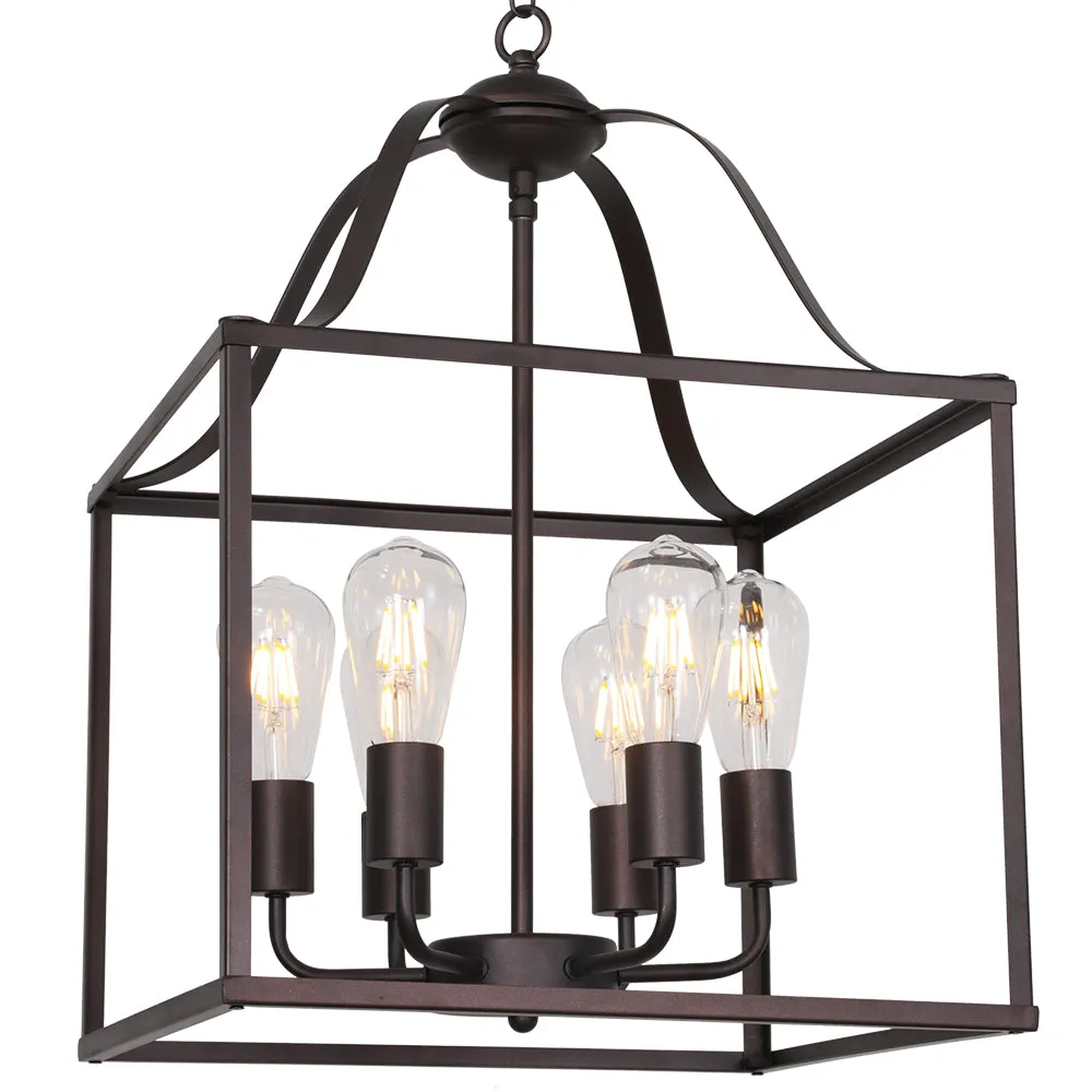 BONLICHT 16-inch Foyer Chandelier Bird Cage Oil Rubbed Bronze 6 Lights