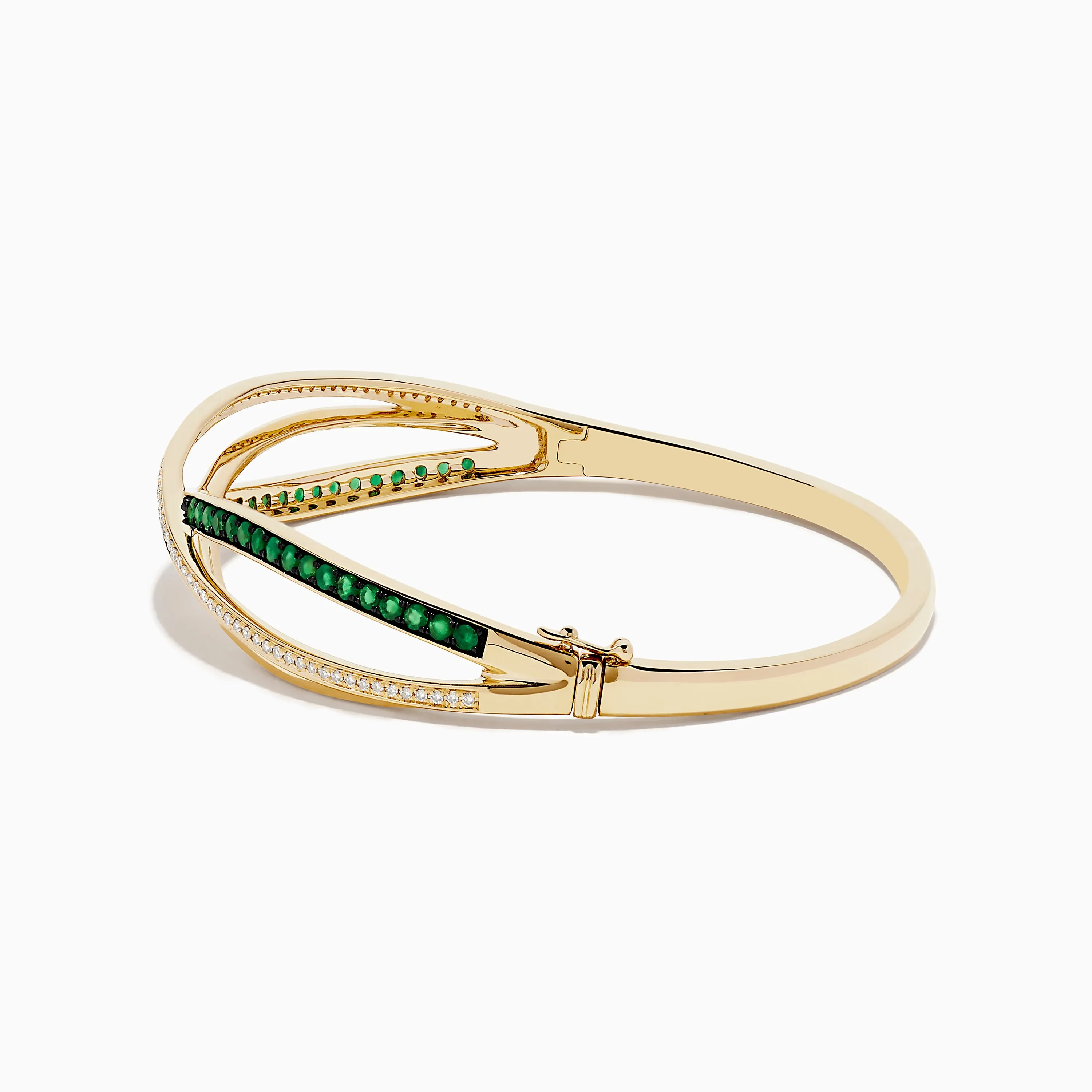 Brasilica 14K Yellow Gold Emerald and Diamond Bangle