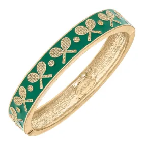 Briar Tennis Racquet Green Enamel Hinge Bangle