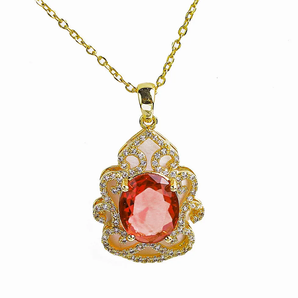 Bright Zircon And Colorful Gem Necklace - Fluffy