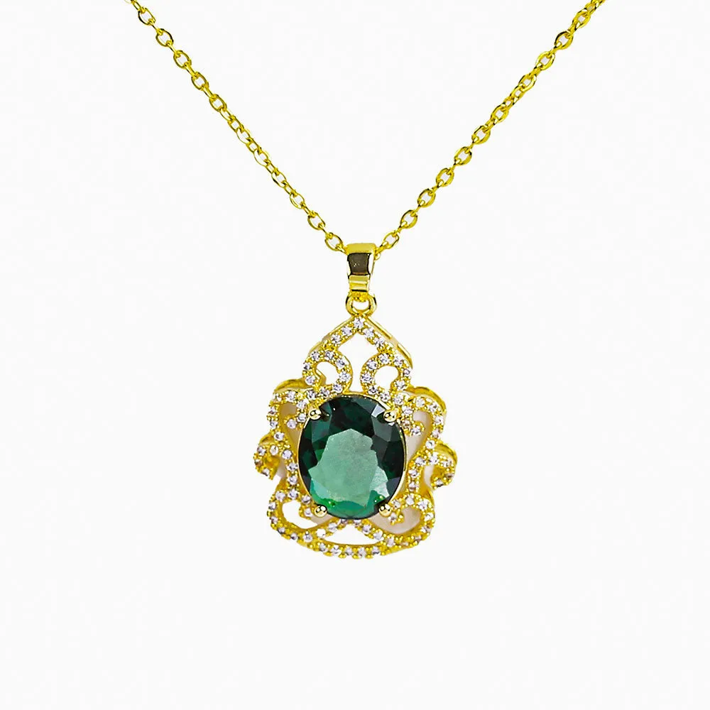 Bright Zircon And Colorful Gem Necklace - Fluffy