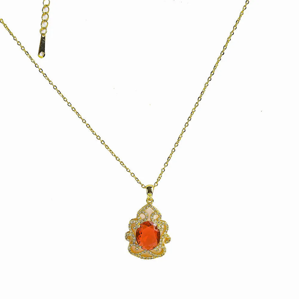 Bright Zircon And Colorful Gem Necklace - Fluffy