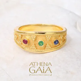 Byzantine Embroidery Graduated Band Ring