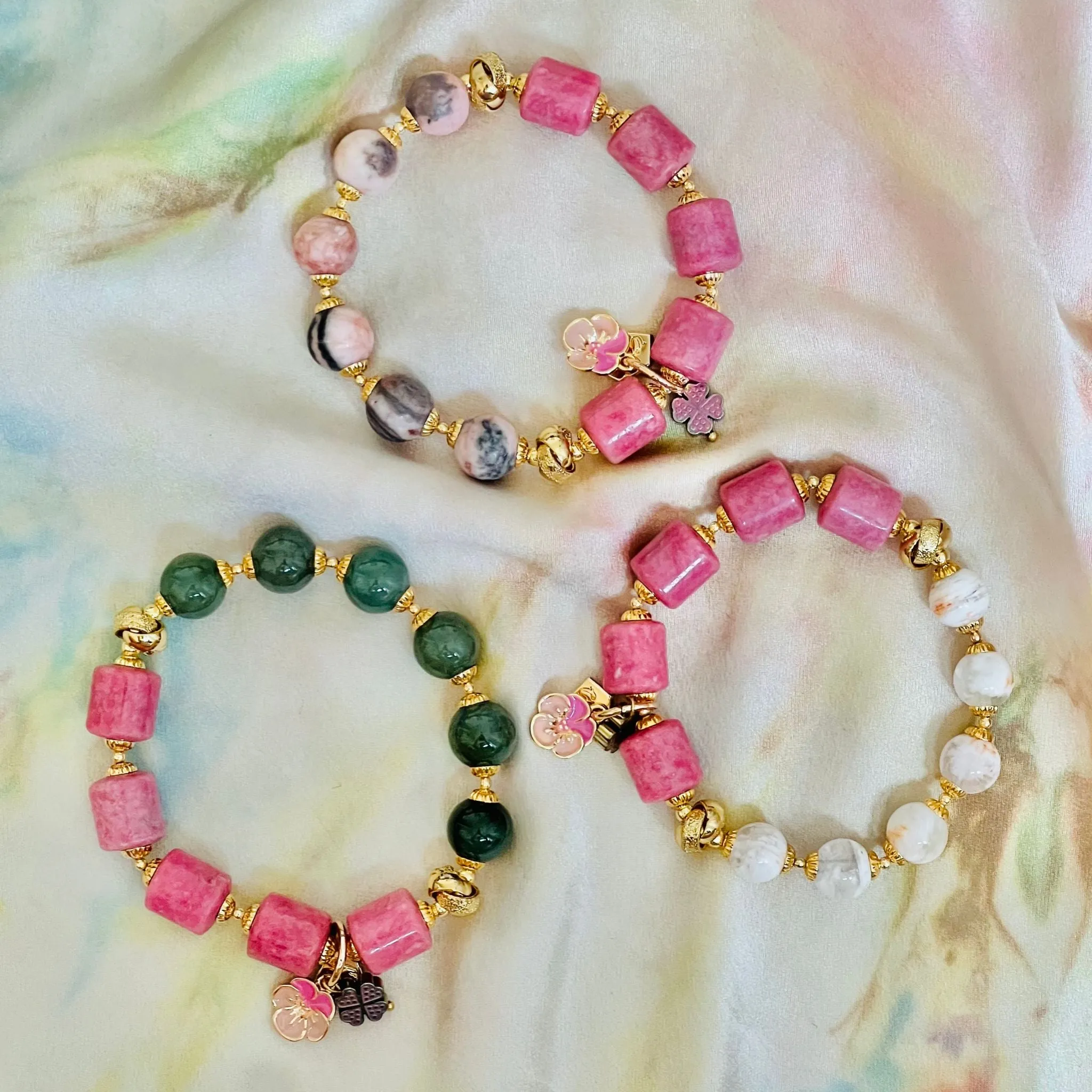 Candy Rhodonite & Sakura Phantom Quartz Bracelet