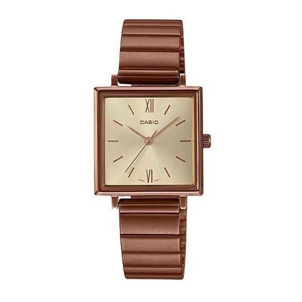 Casio Ladies' Analog Rose Gold Ion Plated Stainless Steel Band Watch LTPE155R-9A LTP-E155R-9A