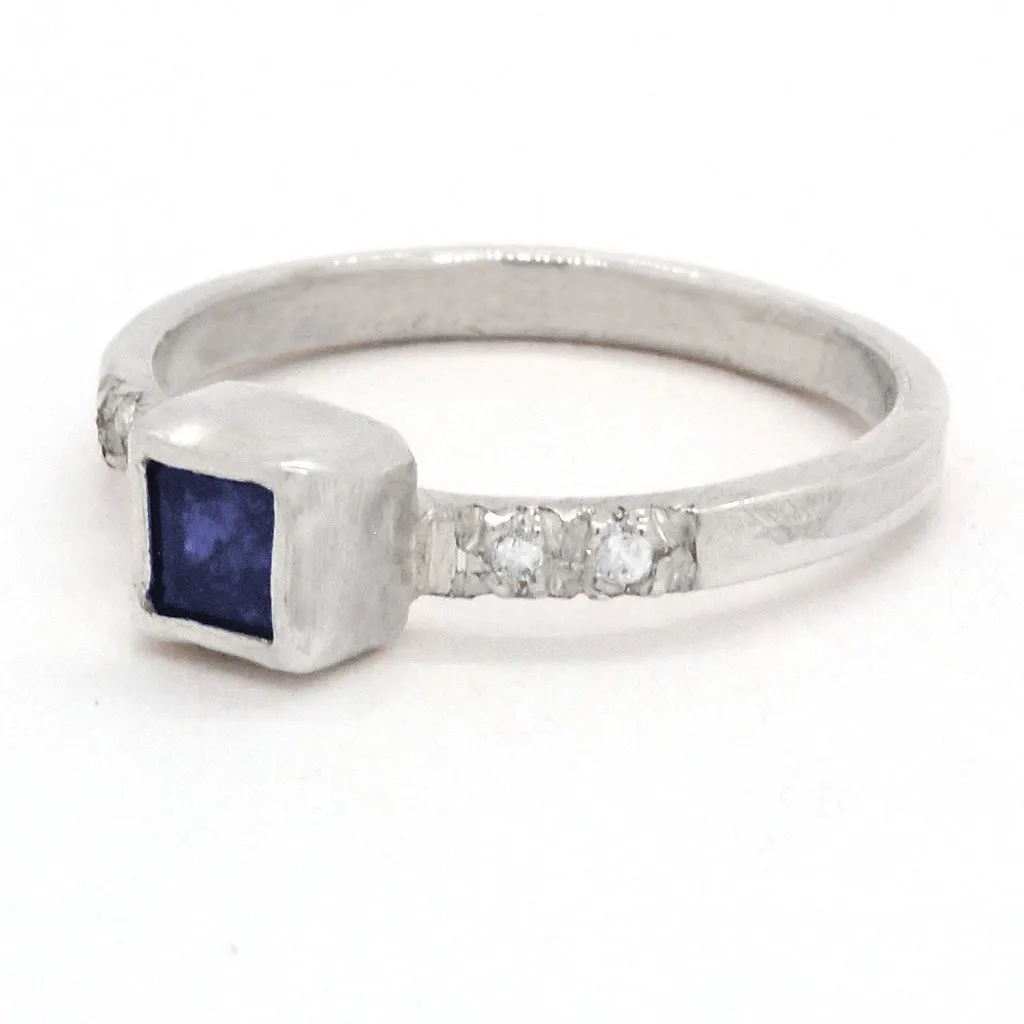 Ceylon Sapphire & White Zircon Ring (size 7)