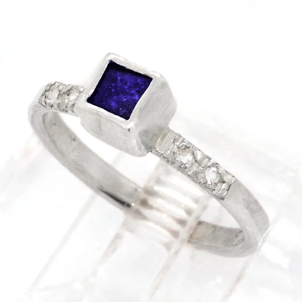 Ceylon Sapphire & White Zircon Ring (size 7)