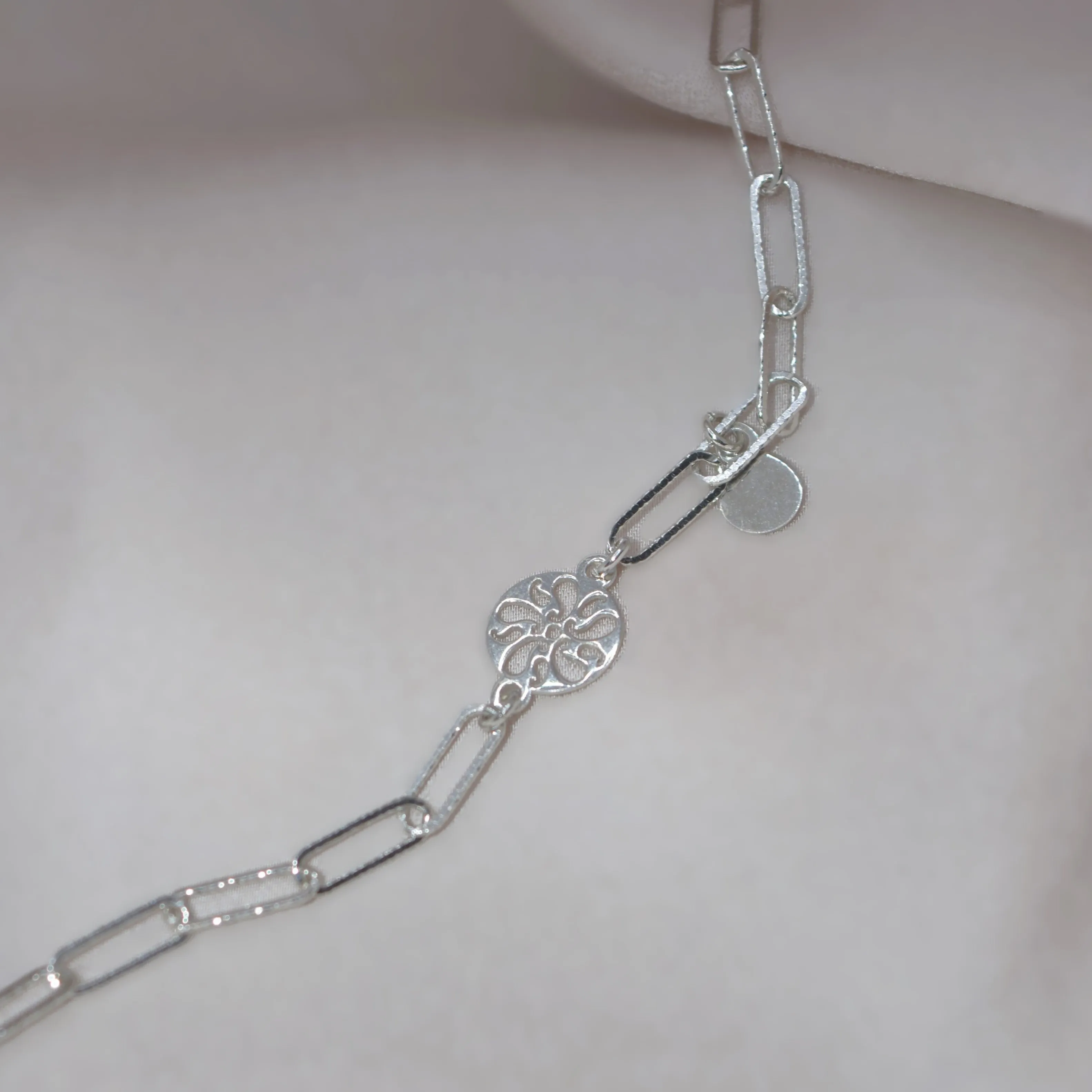 Chain Bracelet with Filigree Charm - 925 Silver Jewelry