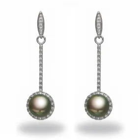 Chandelier 10-11mm Tahitian Pearl and Diamond Earrings