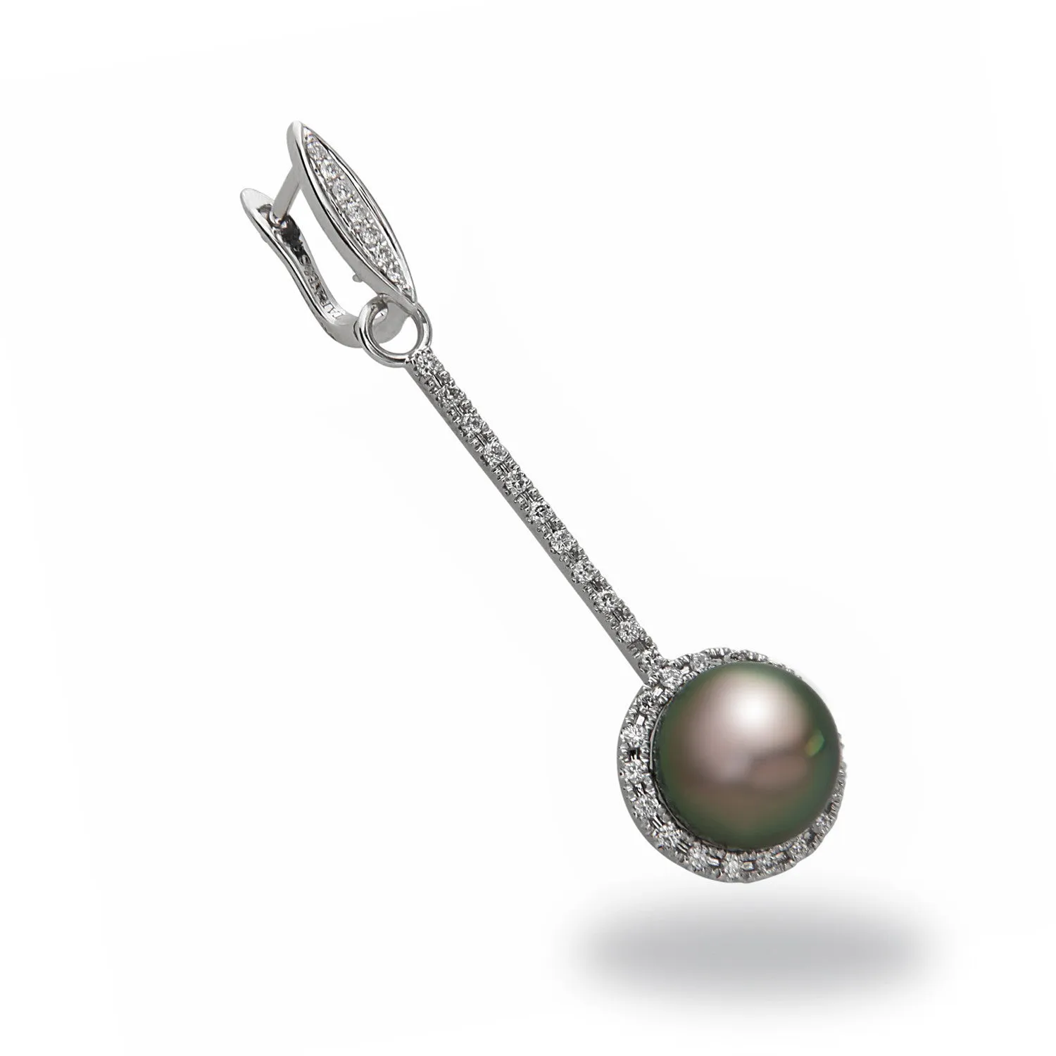 Chandelier 10-11mm Tahitian Pearl and Diamond Earrings