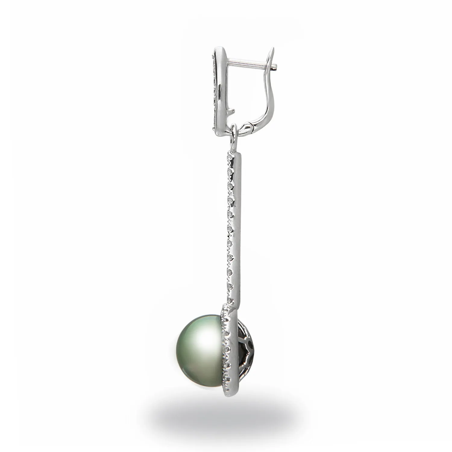 Chandelier 10-11mm Tahitian Pearl and Diamond Earrings