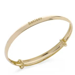 Childrens 9ct Gold Personalised Diamond Bangle (0-1 years)