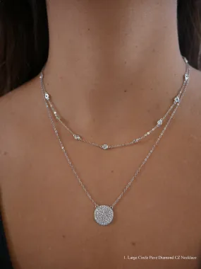 Circle Necklace Pave Zircon All Around Daily Wear .925 Sterling Silver Luxury Necklace