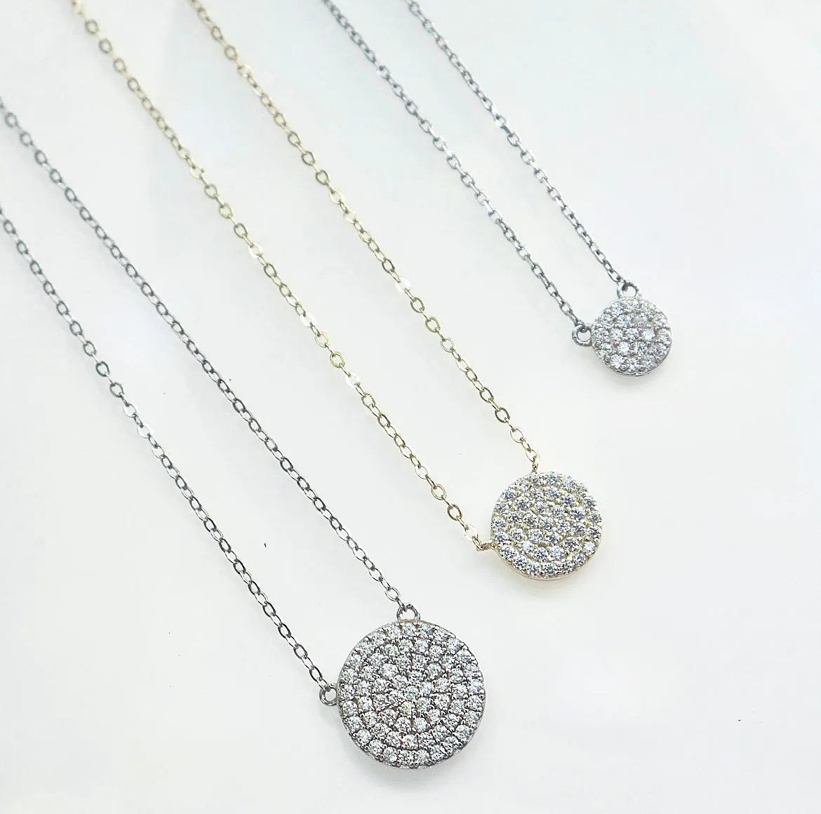 Circle Necklace Pave Zircon All Around Daily Wear .925 Sterling Silver Luxury Necklace