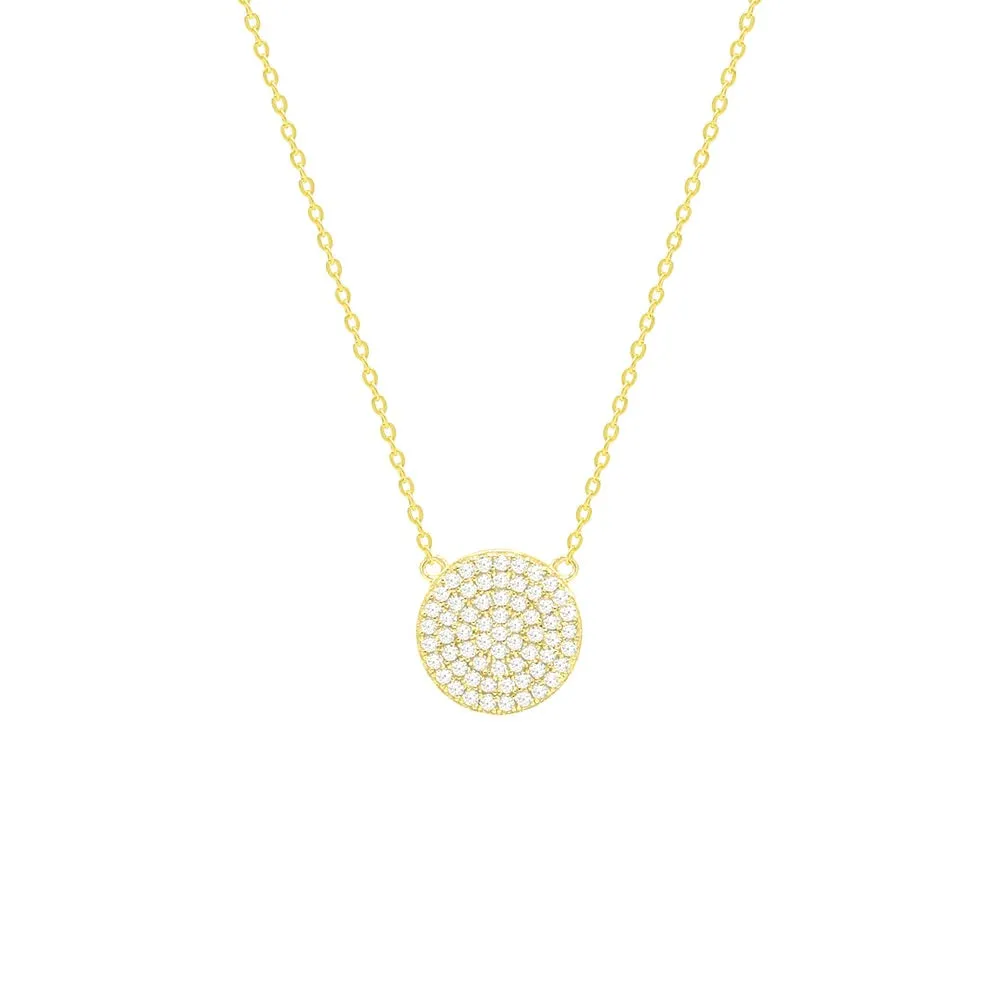 Circle Necklace Pave Zircon All Around Daily Wear .925 Sterling Silver Luxury Necklace