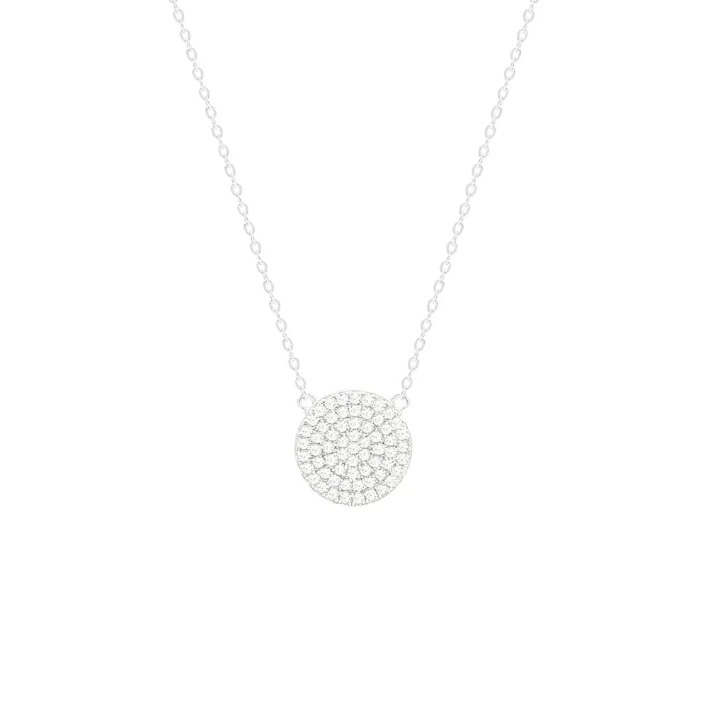 Circle Necklace Pave Zircon All Around Daily Wear .925 Sterling Silver Luxury Necklace