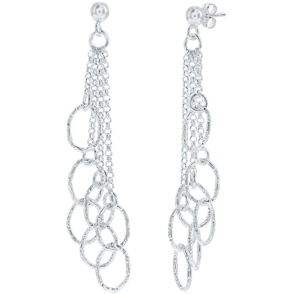 Classic Women's Earrings - Multi Open Ovals Chandelier Push Back Closure | A-2015