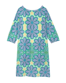 Clover 3/4 Sleeve Shift Dress | Light Blue / Light Green