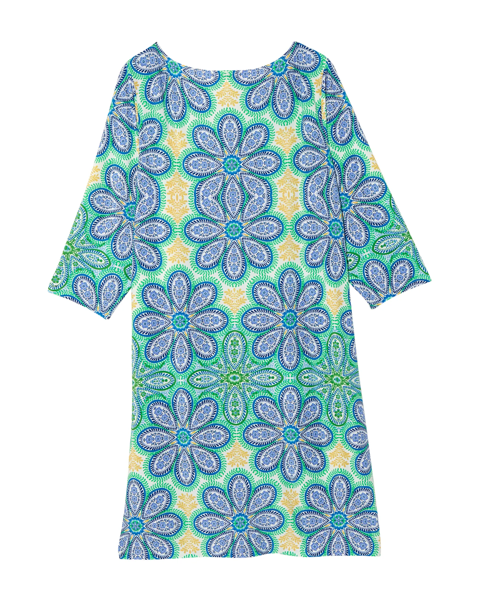 Clover 3/4 Sleeve Shift Dress | Light Blue / Light Green