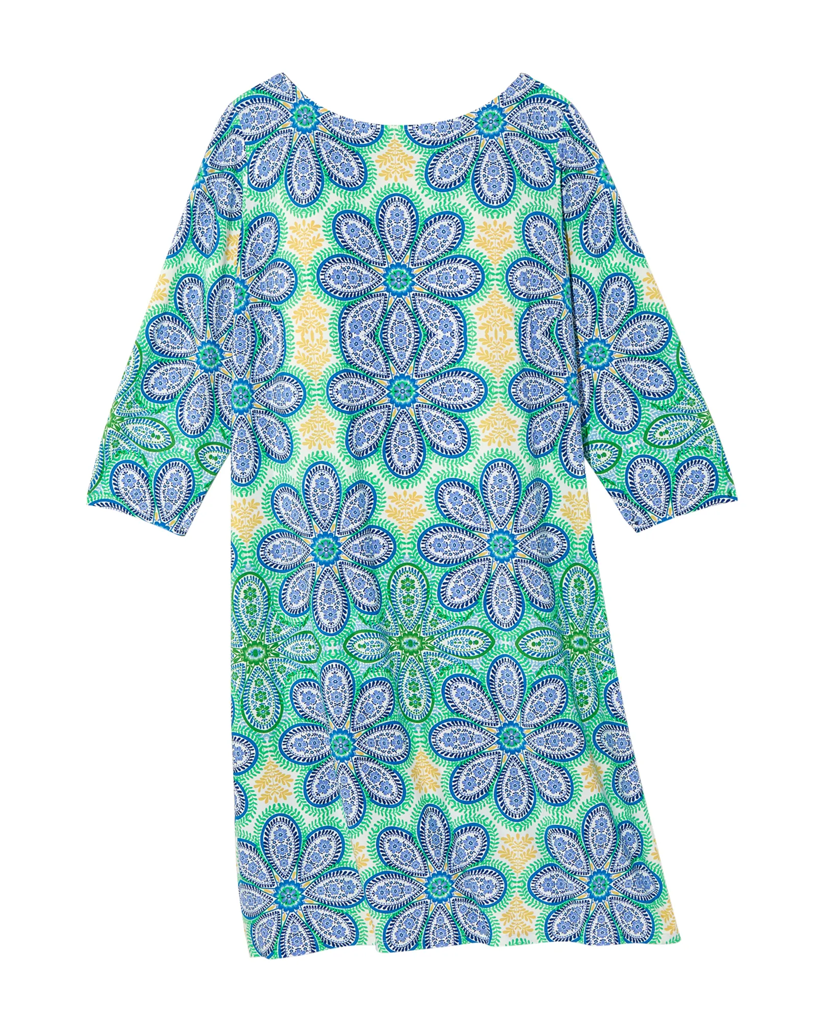 Clover 3/4 Sleeve Shift Dress | Light Blue / Light Green