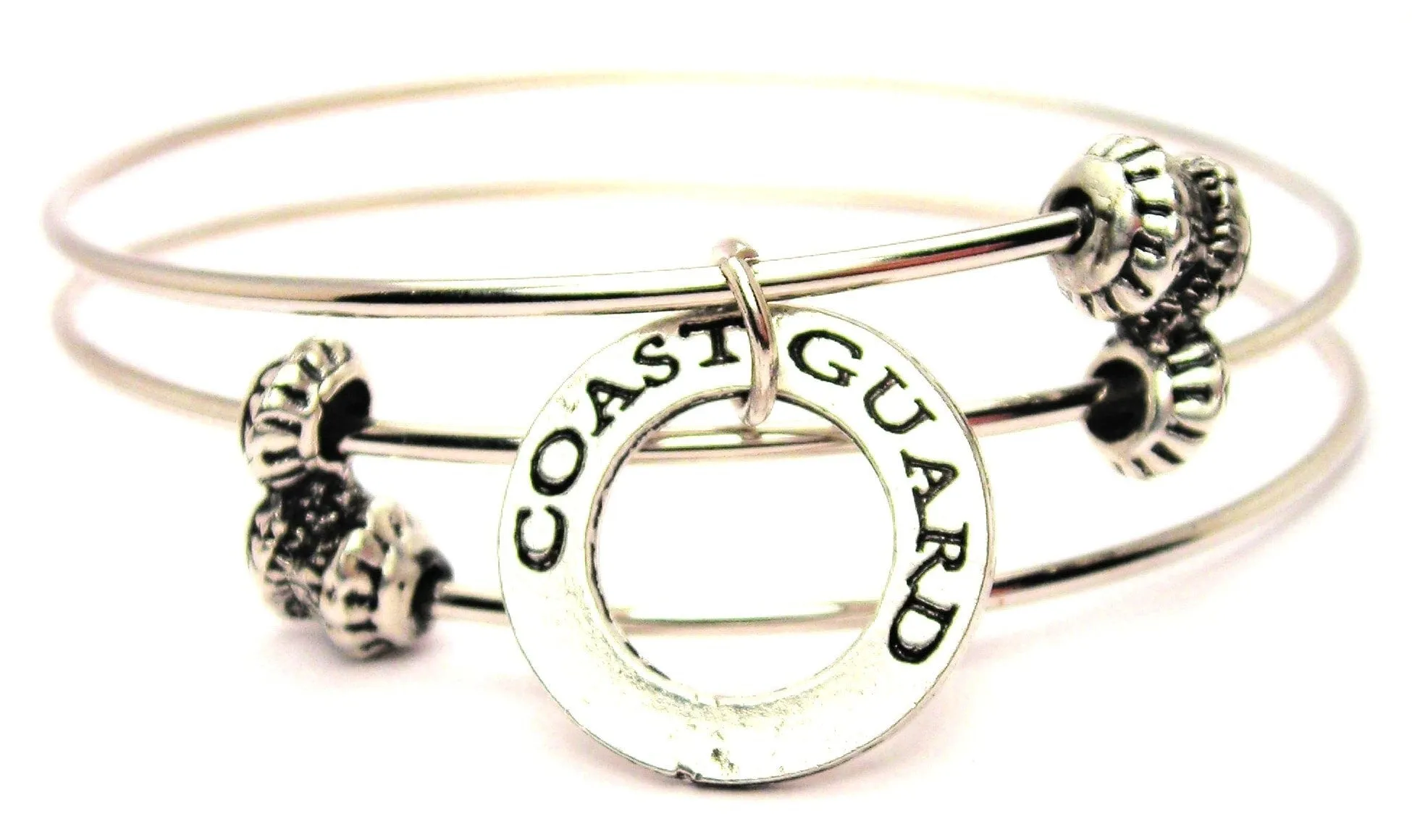 Coast Guard Affirmation Ring Triple Style Expandable Bangle Bracelet