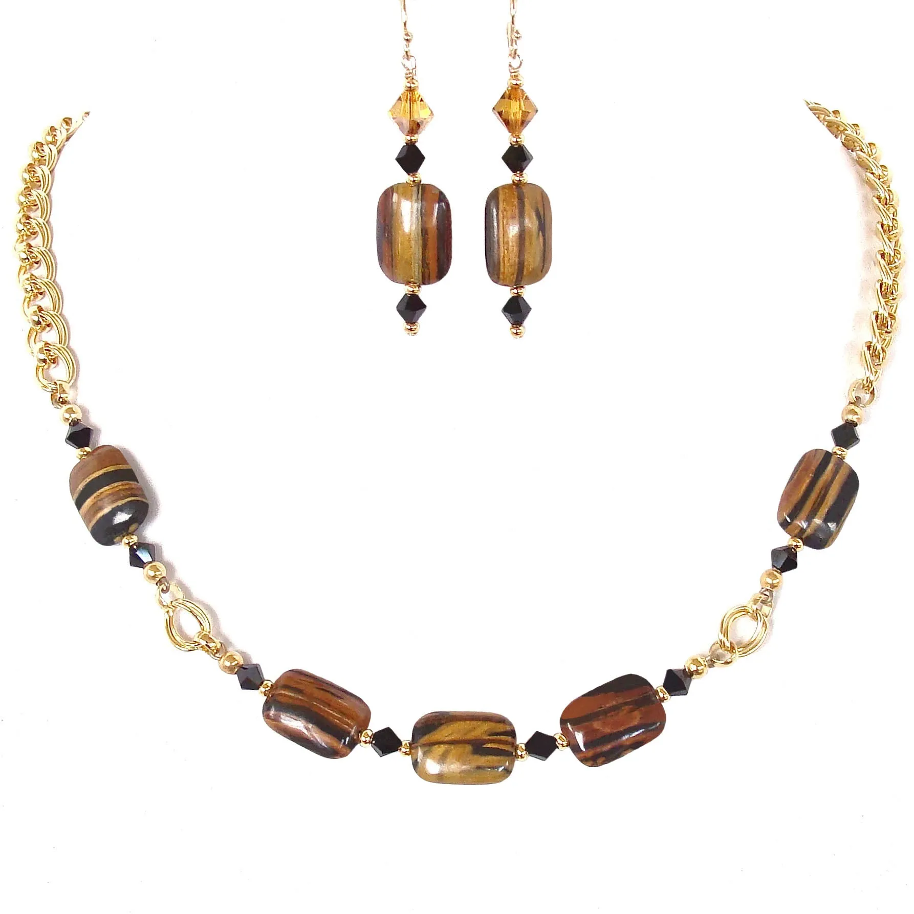 Coco: Gold Choker Necklace with Brown Gemstones