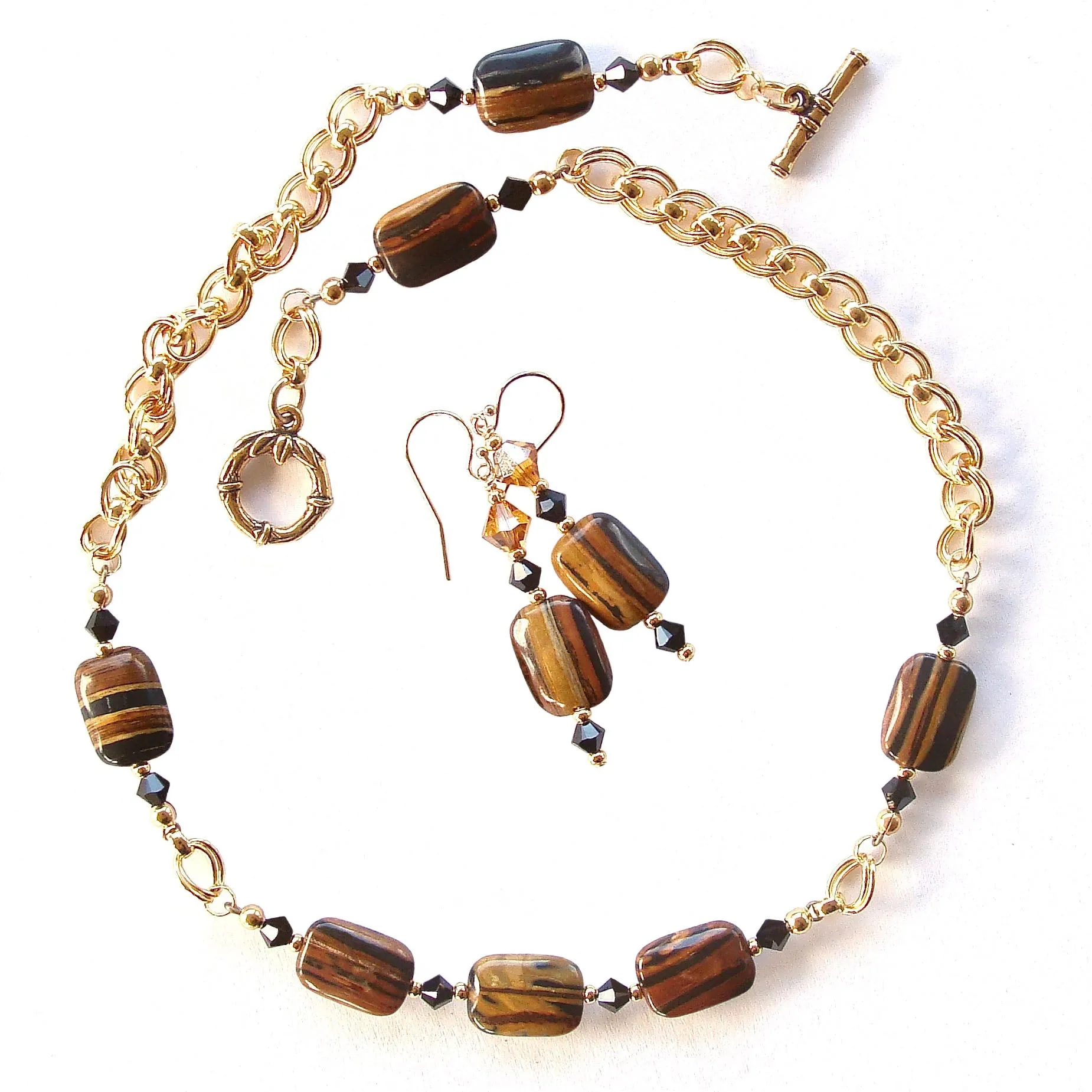 Coco: Gold Choker Necklace with Brown Gemstones