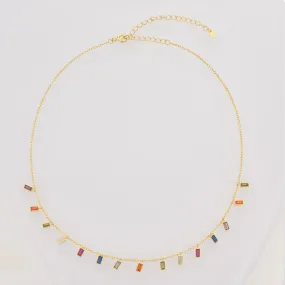 Colorful Charms Rainbow Chain Choker Necklace Women Fine Jewelry