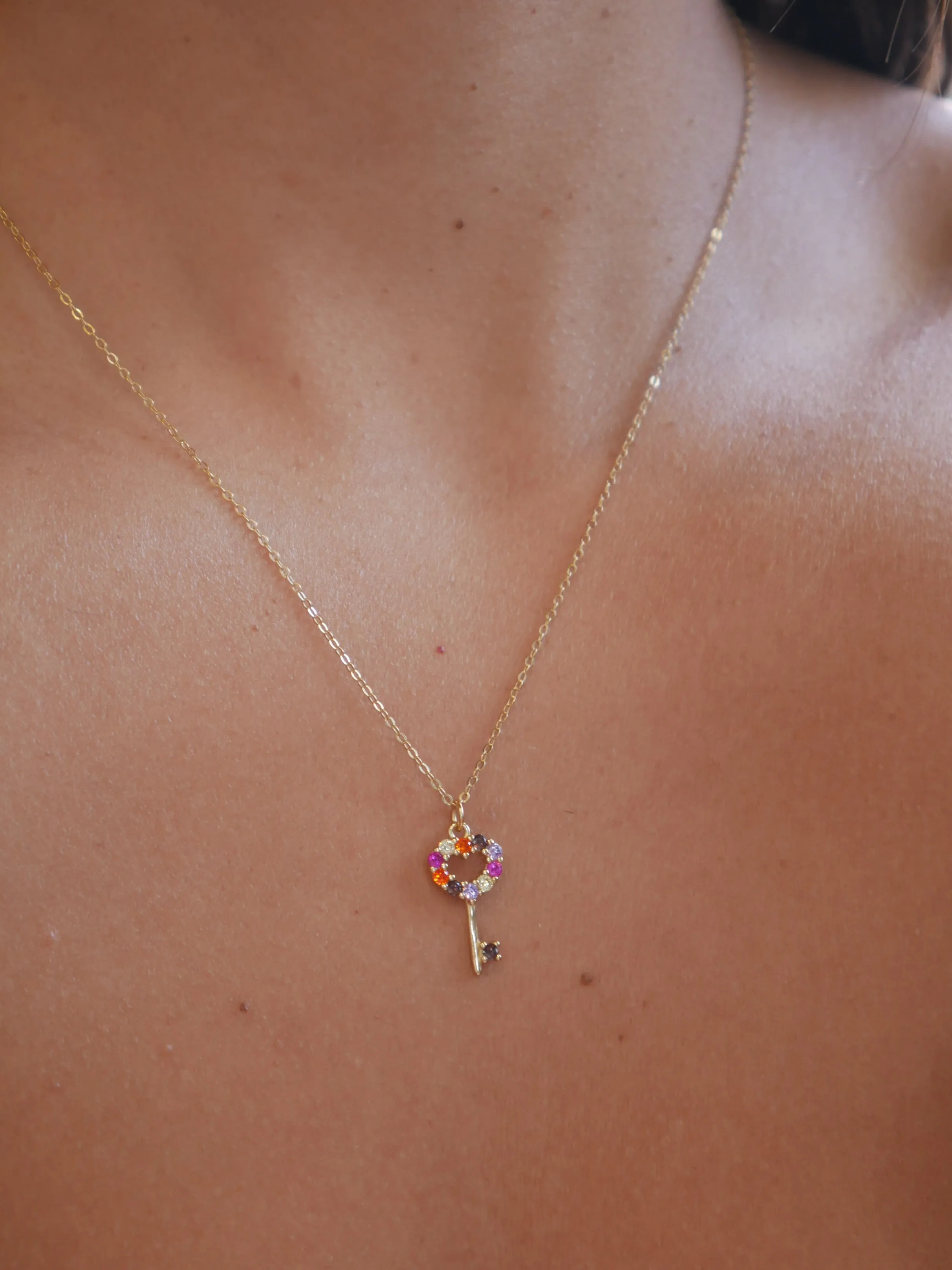 Colorful Necklaces, Colorful Days Diamond CZ 18k Gold Plated .925 Sterling Silver Dainty Necklace