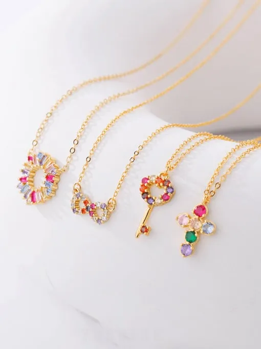 Colorful Necklaces, Colorful Days Diamond CZ 18k Gold Plated .925 Sterling Silver Dainty Necklace