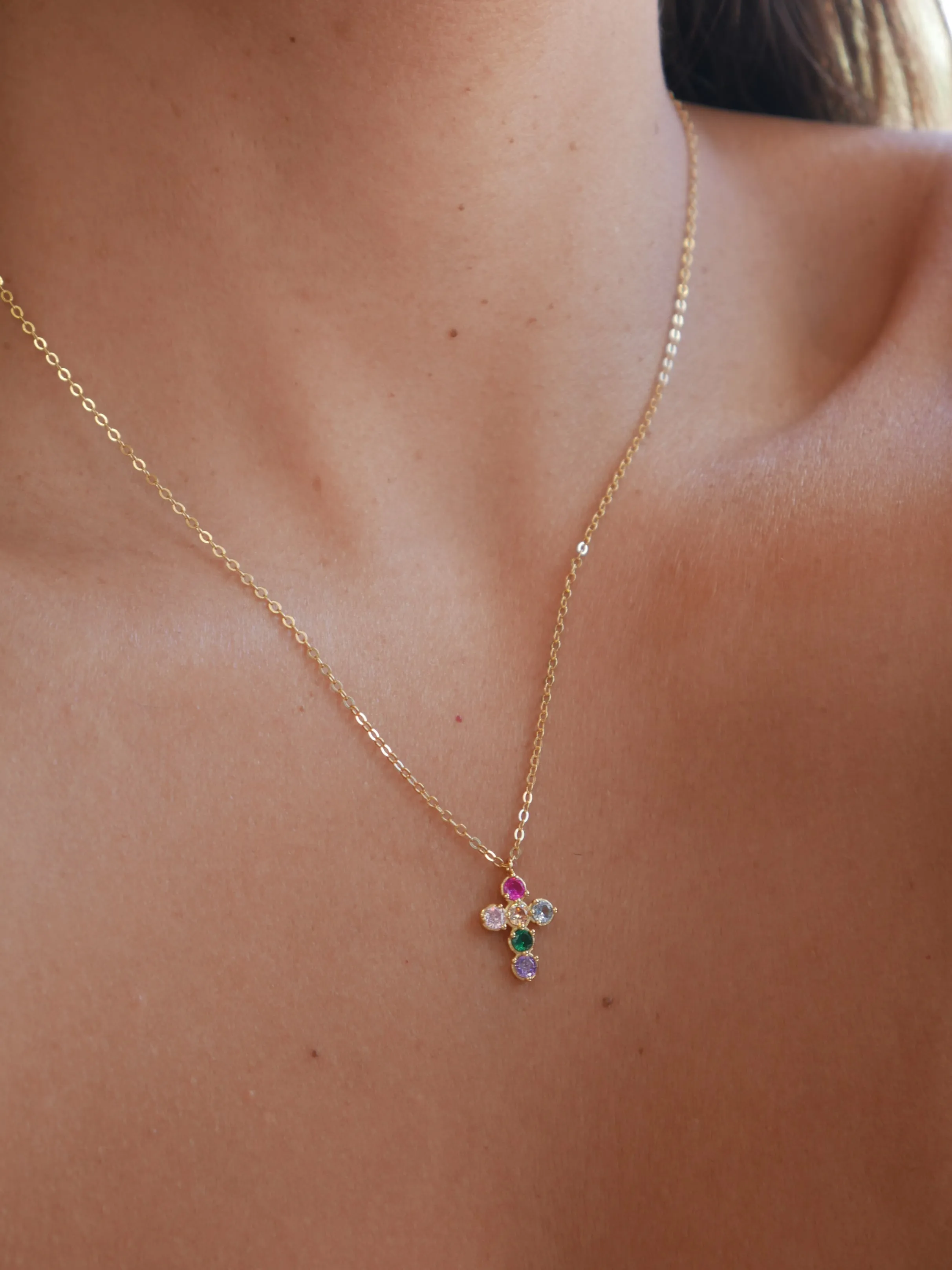 Colorful Necklaces, Colorful Days Diamond CZ 18k Gold Plated .925 Sterling Silver Dainty Necklace