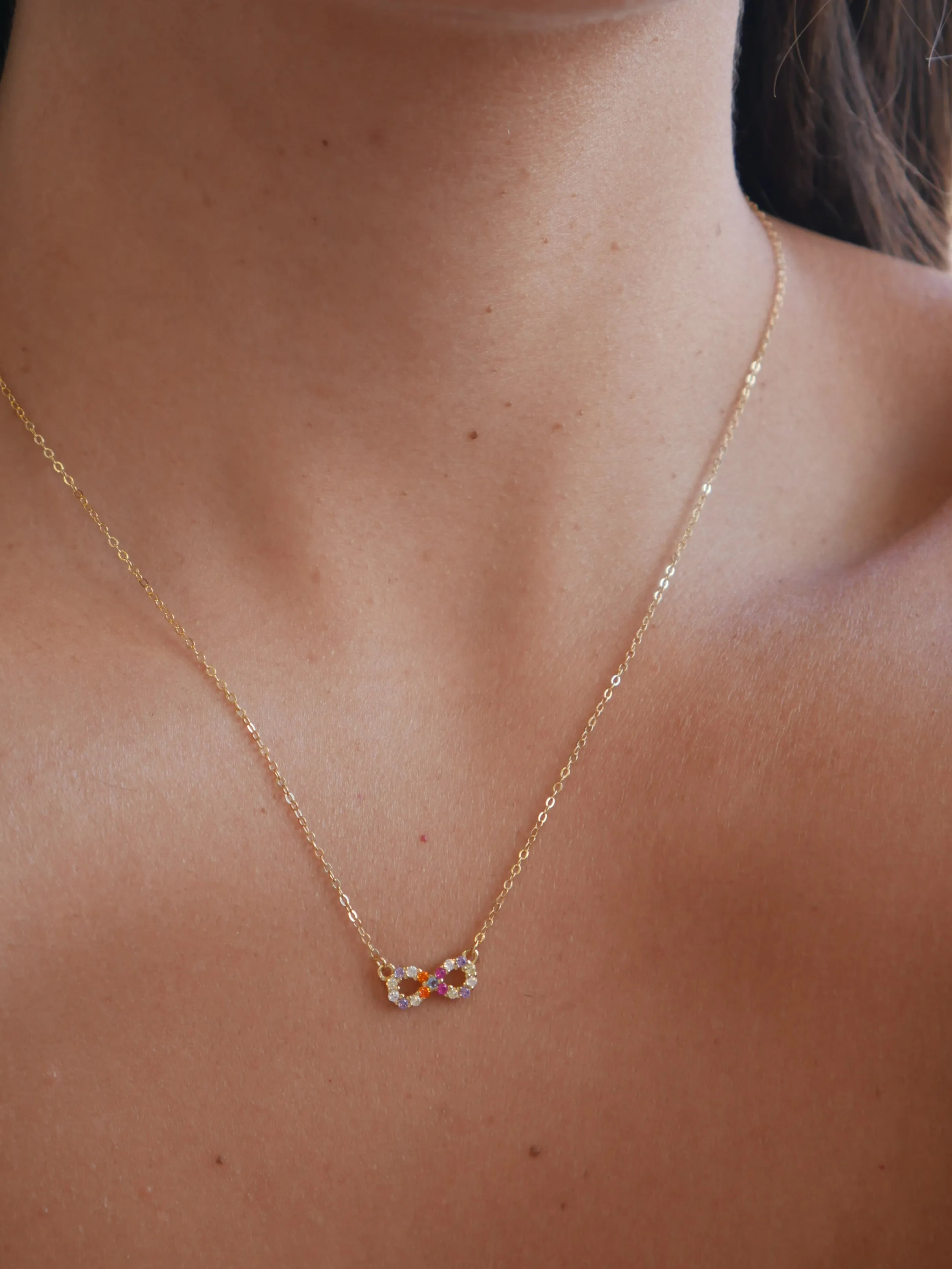 Colorful Necklaces, Colorful Days Diamond CZ 18k Gold Plated .925 Sterling Silver Dainty Necklace