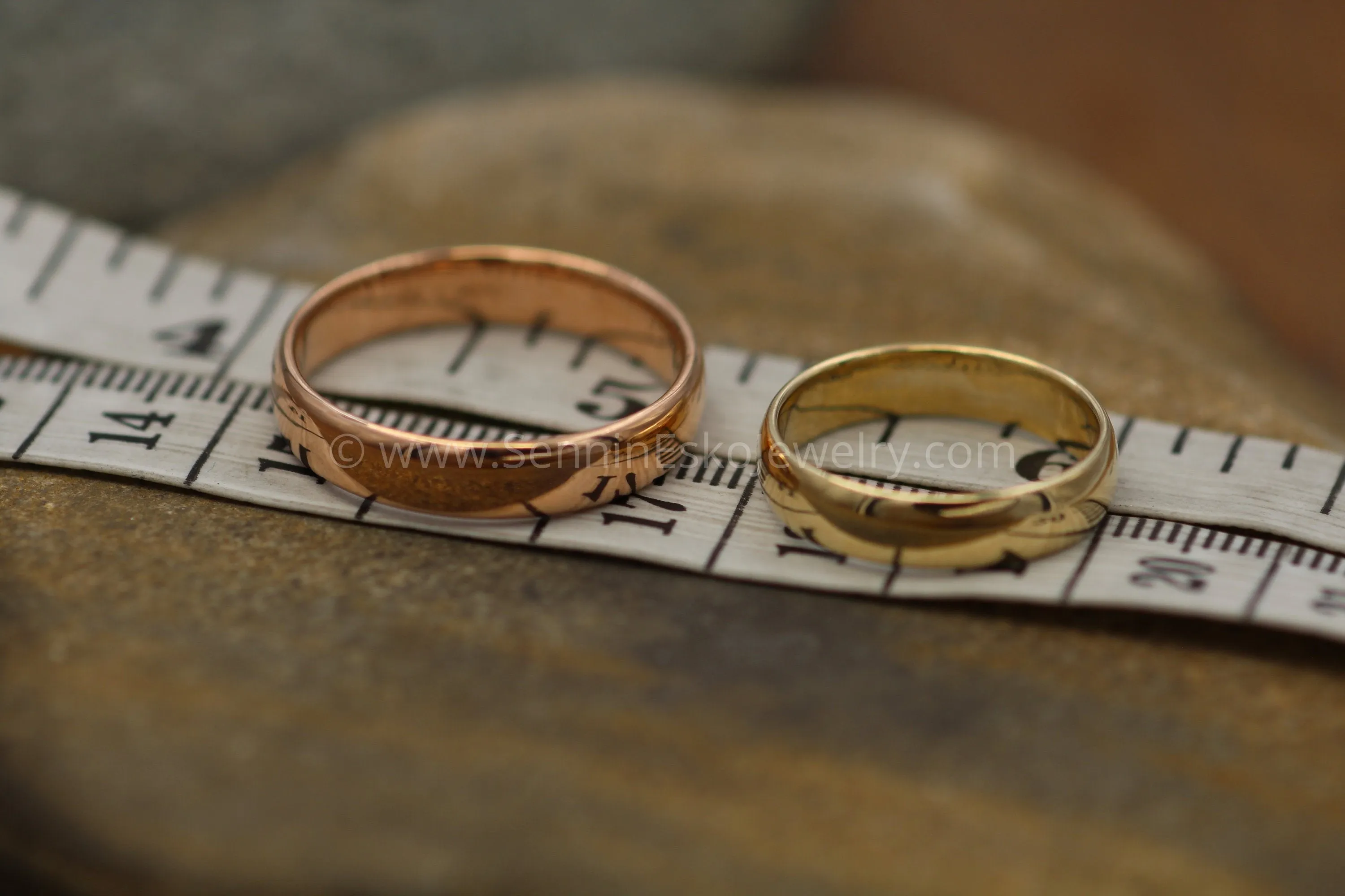 Comfort Fit Yellow and Rose Gold Recycled Wedding Ring SET