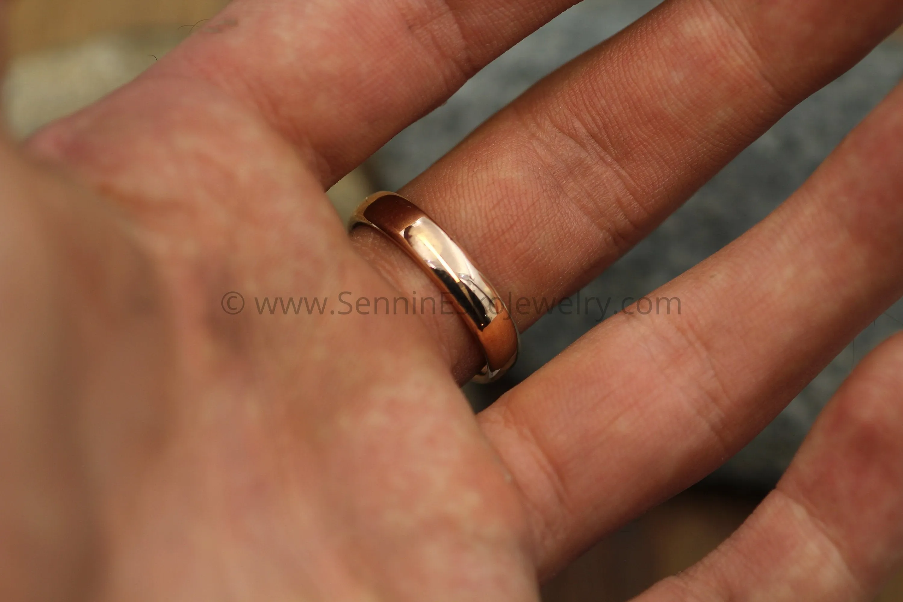 Comfort Fit Yellow and Rose Gold Recycled Wedding Ring SET