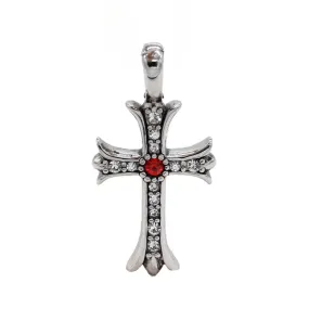 Cross Flower Zircon Titanium Steel Pendant for Men