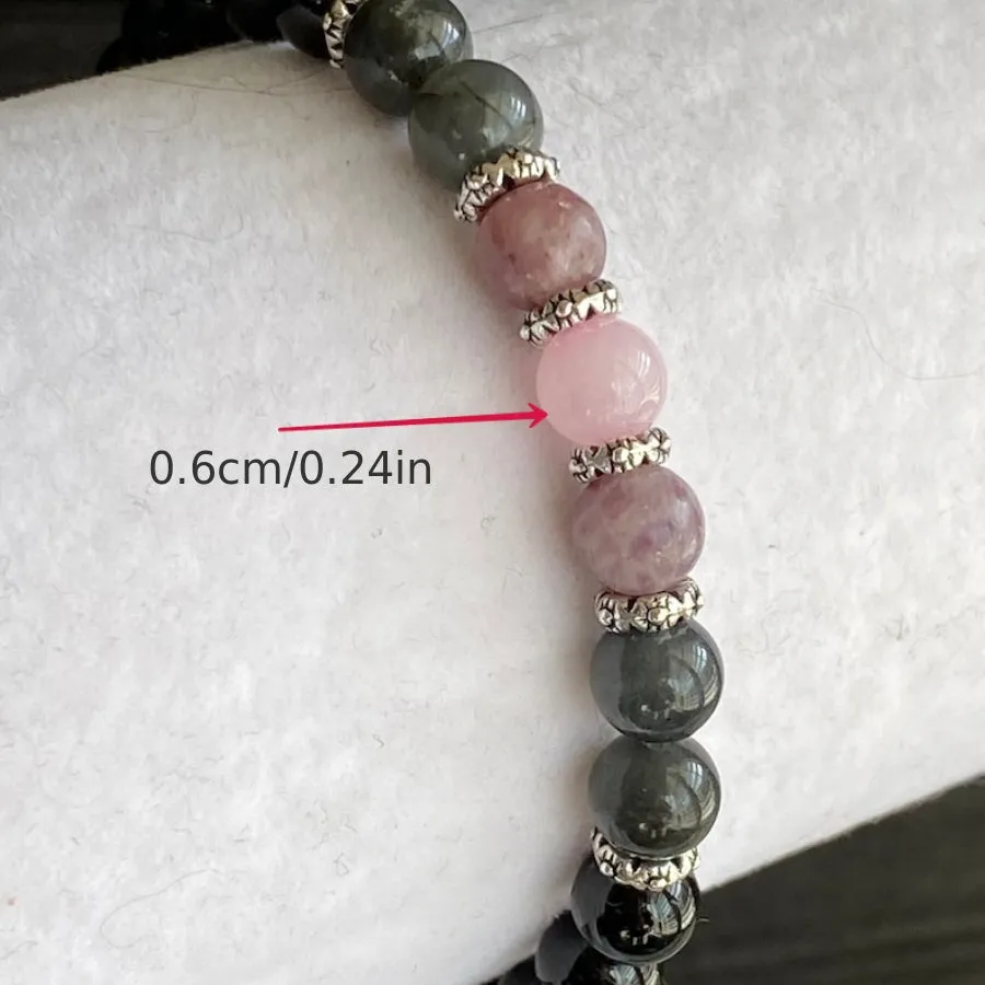 Crystal Bracelet Set Tourmaline Labradorite Lepidolite Rose Quartz  Perfect Gift