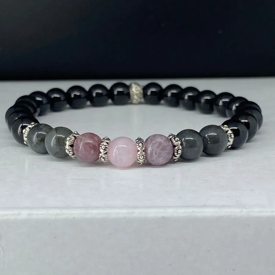 Crystal Bracelet Set Tourmaline Labradorite Lepidolite Rose Quartz  Perfect Gift