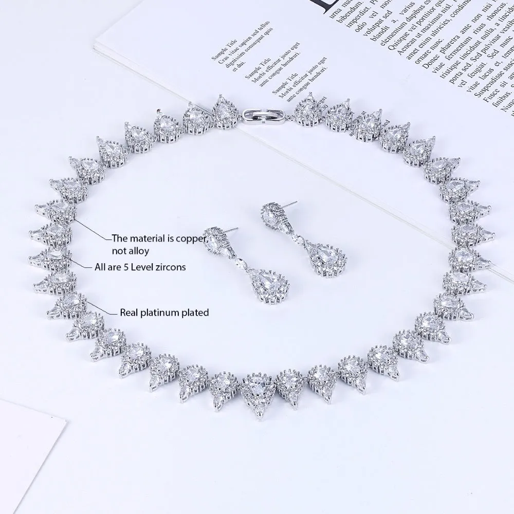 Cubic zirconia bride wedding necklace earring set CN10063