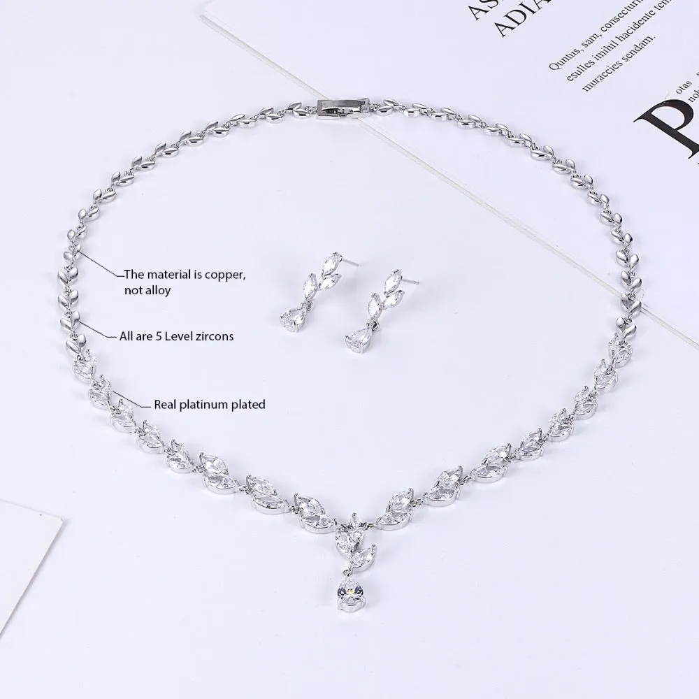 Cubic zirconia bride wedding necklace earring set CN10132