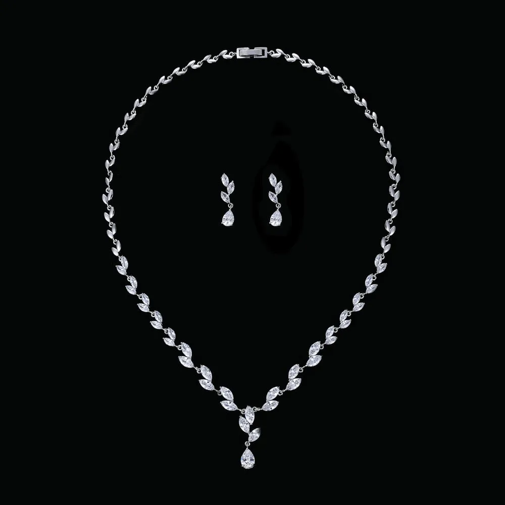 Cubic zirconia bride wedding necklace earring set CN10132