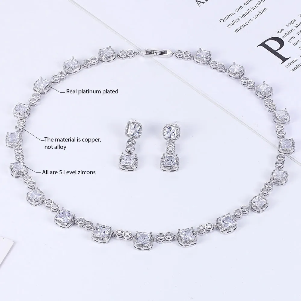 Cubic zirconia bride wedding necklace earring set CN10146