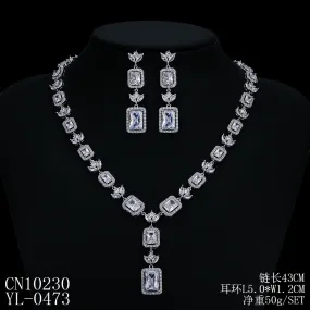 Cubic zirconia bride wedding necklace earring set CN10230