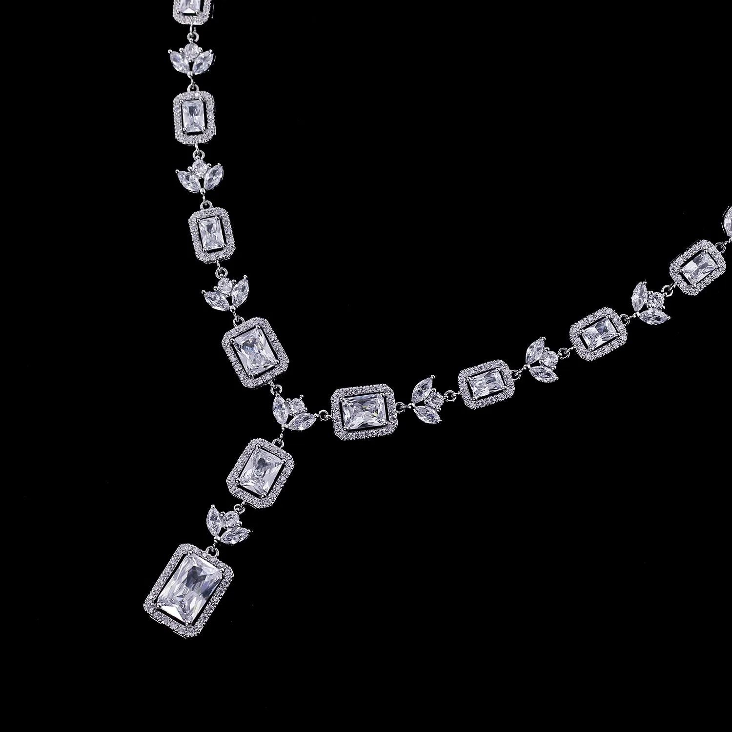 Cubic zirconia bride wedding necklace earring set CN10230